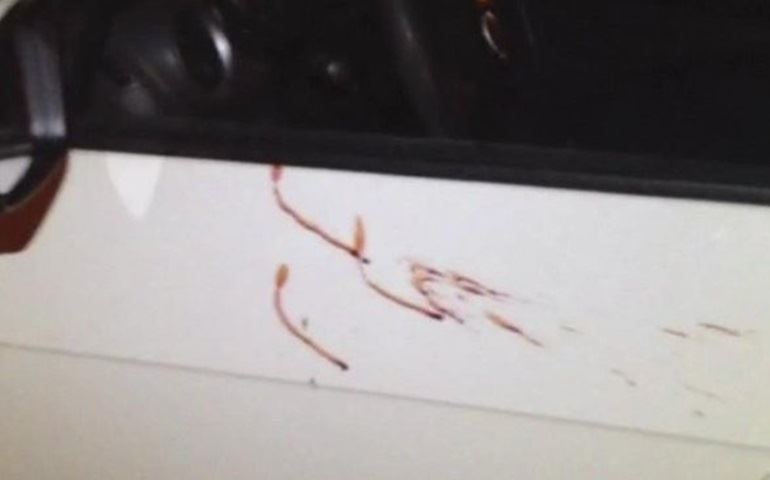 Imagens mostram marcas de tiro e sangue em carro de vigia baleado