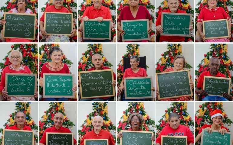 Campanha de asilo reúne fotos de idosos com pedidos de Natal em Avaré