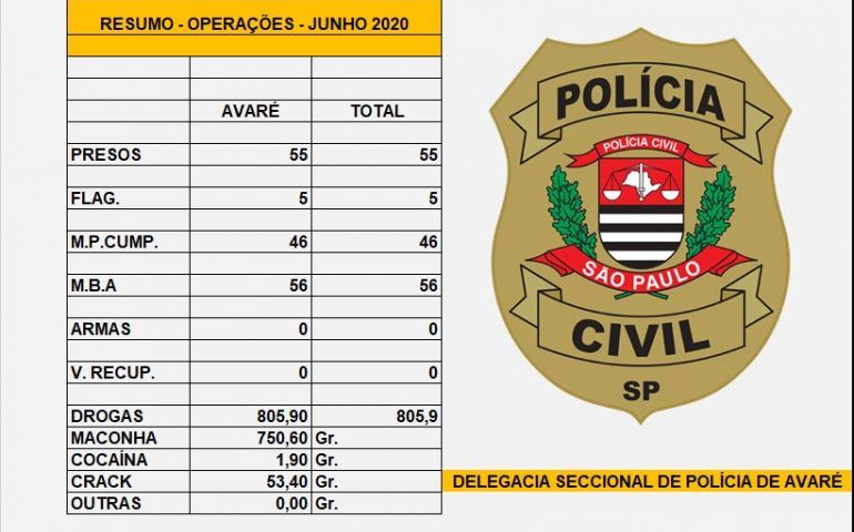 Polícia Civil divulga resultado das operações de junho na região de Avaré