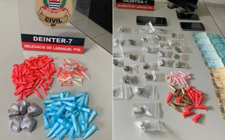 Polícia Civil apreende quase 200 porções de crack, maconha e cocaína em Laranjal Paulista