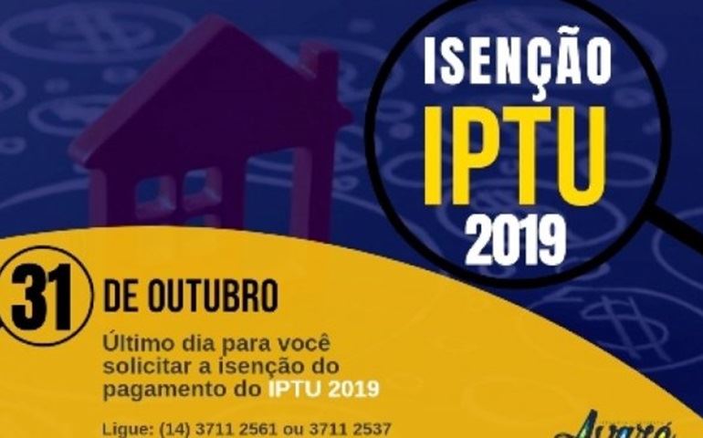 Em Avaré, isenção do IPTU 2019 termina em 31 de outubro