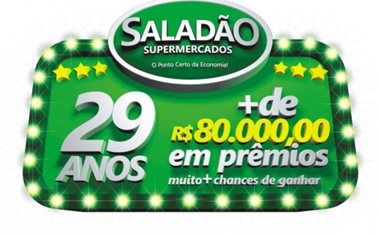 Promoção de 29 anos do Saladão Supermercados sorteia 4 prêmios por semana