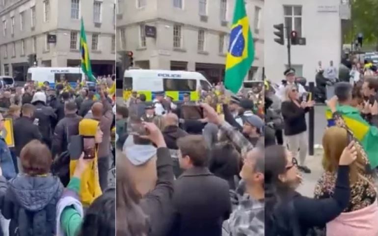 Equipe da Globo é 'enxotada' pelo povo diante de embaixada brasileira em Londres (veja o vídeo)