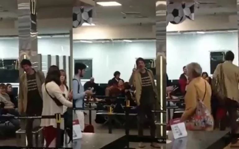 Em aeroporto, historiador esquerdista é confrontado e passa vergonha monumental (veja o vídeo)