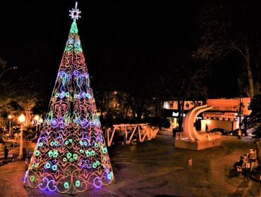 Árvore de Natal gigante é atração no Largo São João