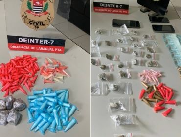 Polícia Civil apreende quase 200 porções de crack, maconha e cocaína em Laranjal Paulista