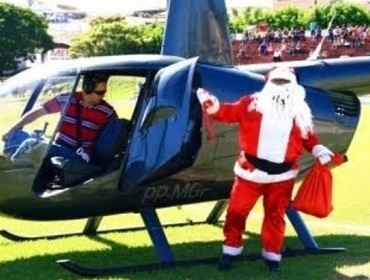 Papai Noel chega de helicóptero neste sábado em Avaré