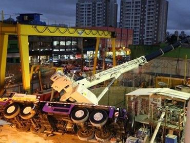 Guindaste tomba em obra de futura estação da Linha 4-Amarela do Metrô